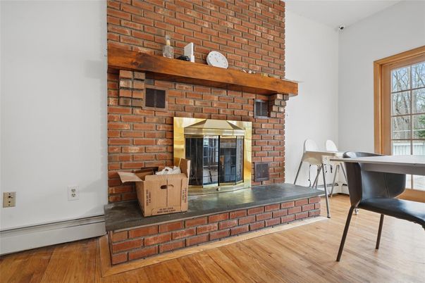 Fireplace, Interior, Stone Walls, Wood Texture Flooring
