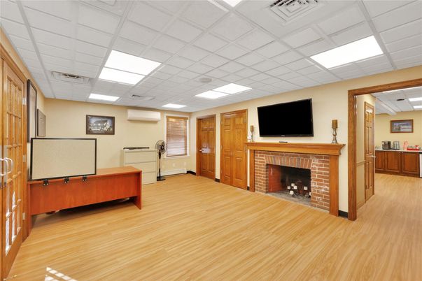 Fireplace, Interior, Recessed Lighting, Wood Texture Flooring