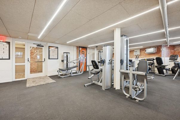 Fitness Equipment, Gym, Interior, Recessed Lighting, Stone Walls