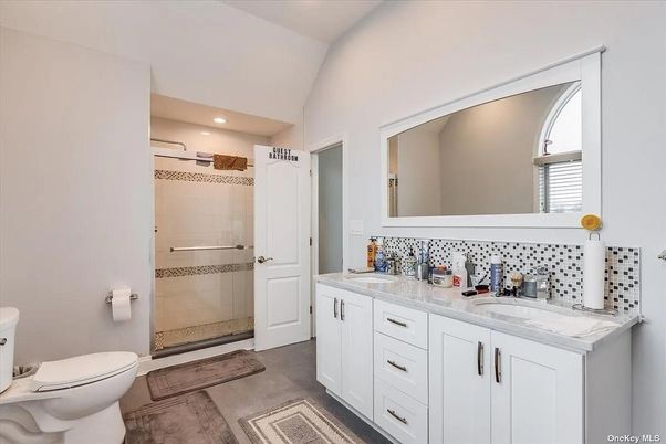 Bathroom, Dual Sink Vanities, Glass Shower, Interior, Recessed Lighting