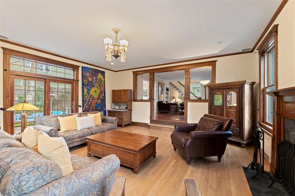 Chandelier, Fireplace, Interior, Living room, Wood Texture Flooring