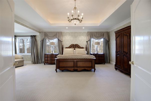 Bedroom, Chandelier, Interior, Recessed Lighting