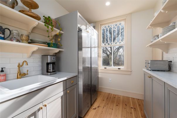 Interior, Kitchen, Recessed Lighting, Wood Texture Flooring