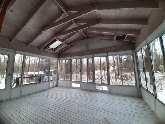 Empty room, Interior, Sun Room, Wooden Beams, Wood Texture Flooring