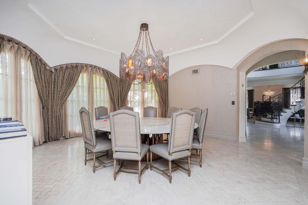 Chandelier, Dining room, Interior, Marble, Recessed Lighting
