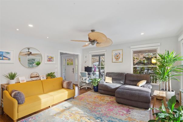 Home Office, Interior, Living room, Recessed Lighting, Wood Texture Flooring