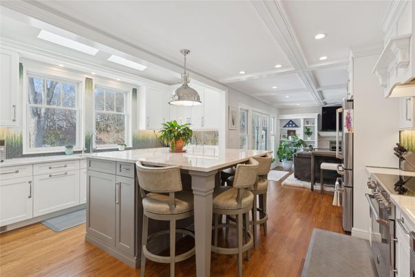 Interior, Kitchen, Pendant Lights, Recessed Lighting, Wood Texture Flooring