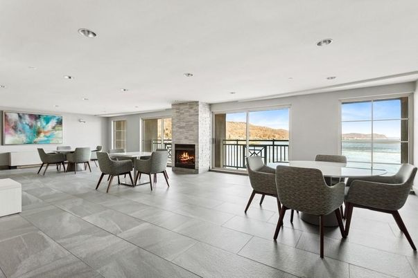 Dining room, Fireplace, Interior, Recessed Lighting