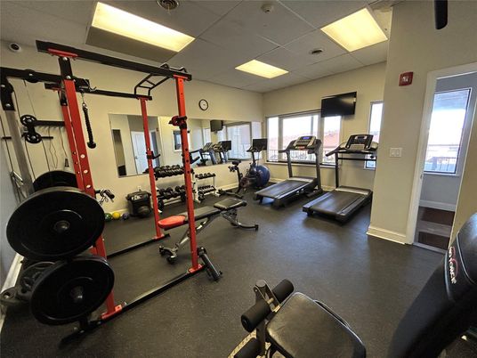 Fitness Equipment, Gym, Interior, Recessed Lighting