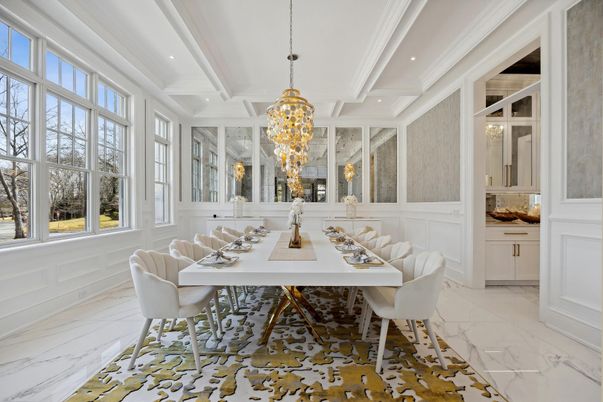Chandelier, Dining room, Interior, Marble, Pendant Lights, Recessed Lighting