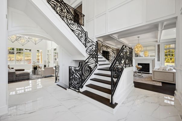 Chandelier, Fireplace, Interior, Living room, Marble