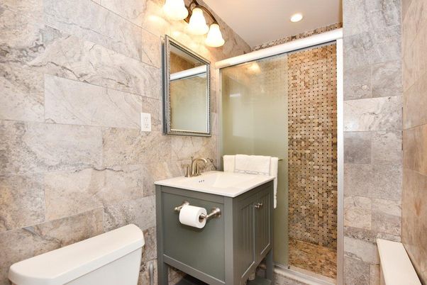 Bathroom, Glass Shower, Interior, Recessed Lighting