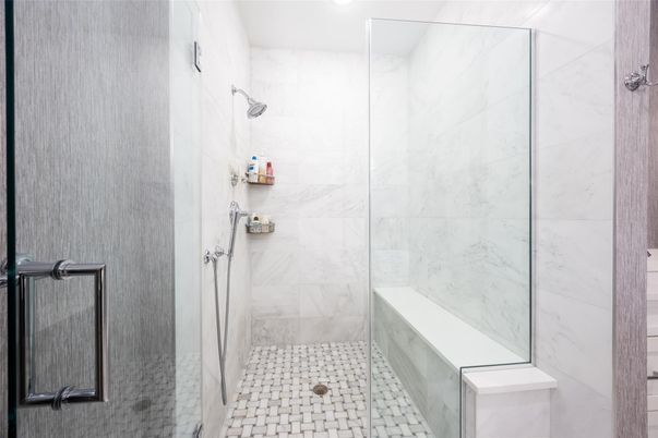 Bathroom, Glass Shower, Interior, Marble Walls