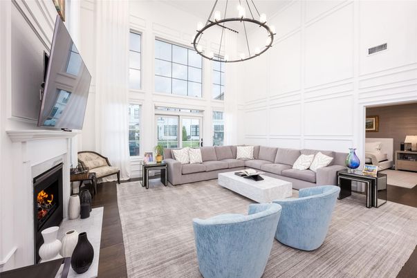 Fireplace, Interior, Living room, Pendant Lights, Wood Texture Flooring