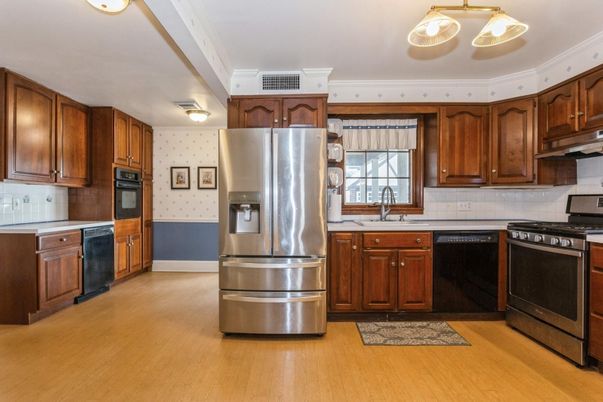 Interior, Kitchen, Stainless Steel Appliances, Wood Texture Flooring