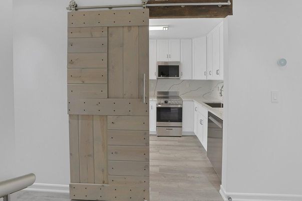 Interior, Kitchen, Stainless Steel Appliances, Wood Texture Flooring