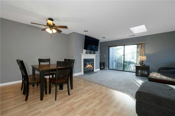 Dining room, Fireplace, Interior, Wood Texture Flooring
