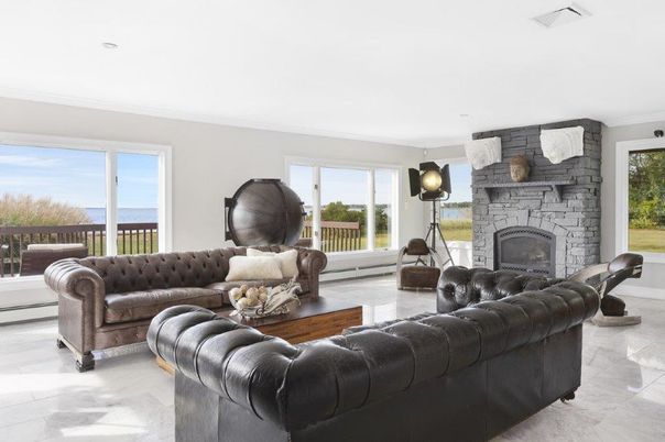 Fireplace, Interior, Living room, Stone Walls, Water