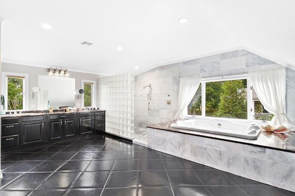 Bathroom, Dual Sink Vanities, Glass Shower, Interior, Recessed Lighting