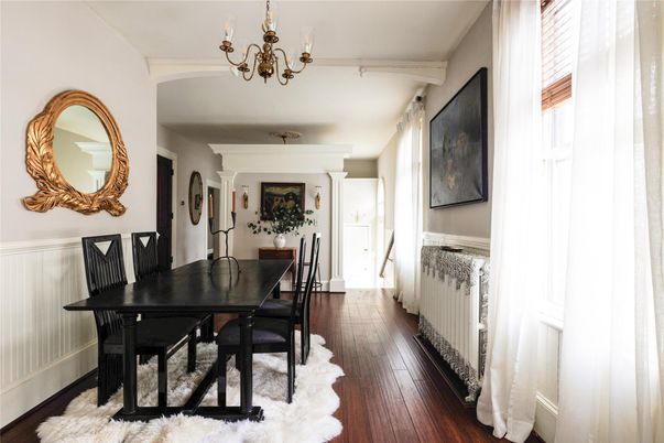 Chandelier, Dining room, Interior, Wood Texture Flooring