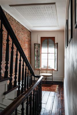 Interior, Stone Walls, Wood Texture Flooring
