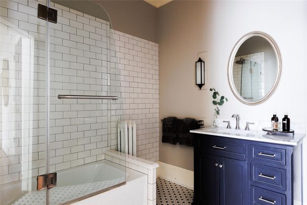 Bathroom, Dual Sink Vanities, Glass Shower, Interior
