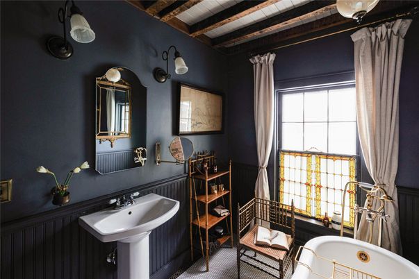Bathroom, Interior, Wooden Beams