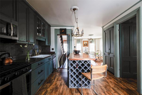 Interior, Kitchen, Pendant Lights, Wood Texture Flooring