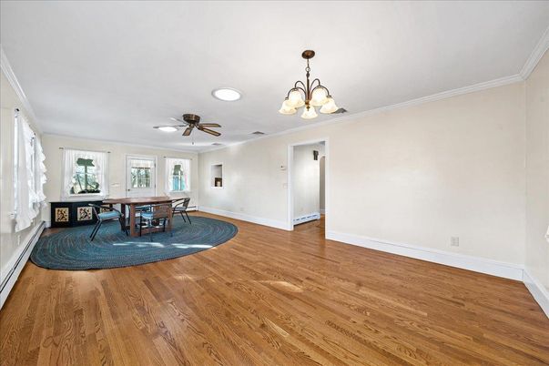 Chandelier, Dining room, Interior, Wood Texture Flooring
