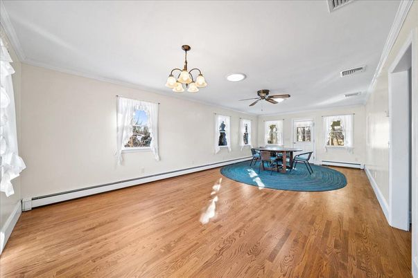 Chandelier, Dining room, Interior, Wood Texture Flooring