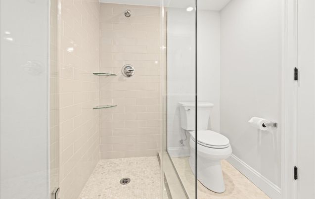 Bathroom, Glass Shower, Interior, Recessed Lighting
