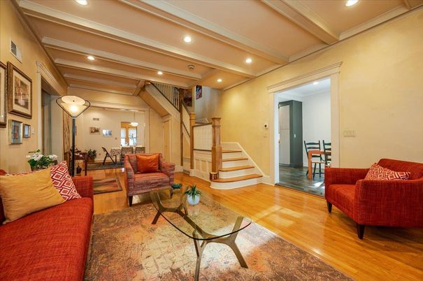 Interior, Living room, Recessed Lighting, Wood Texture Flooring