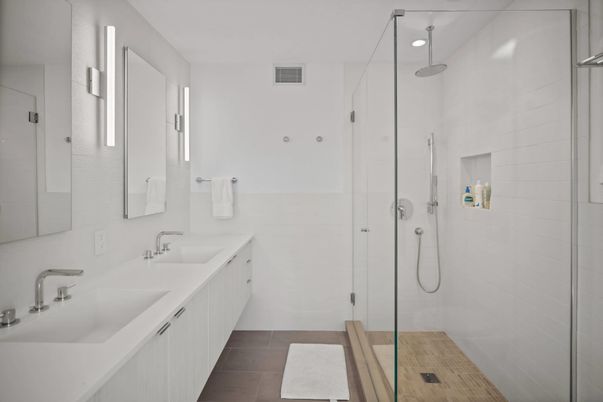 Bathroom, Dual Sink Vanities, Glass Shower, Interior