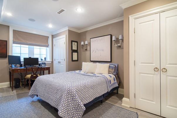 Bedroom, Home Office, Interior, Recessed Lighting, Wood Texture Flooring