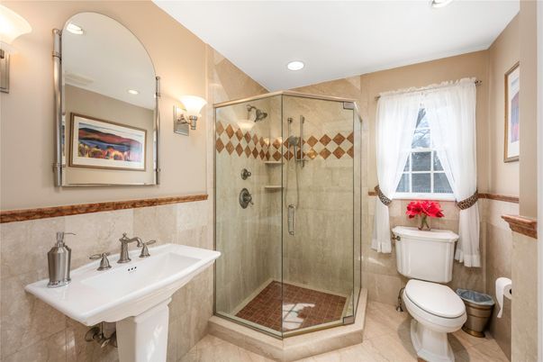 Bathroom, Glass Shower, Interior, Recessed Lighting