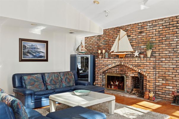 Fireplace, Interior, Living room, Stone Walls, Wood Texture Flooring