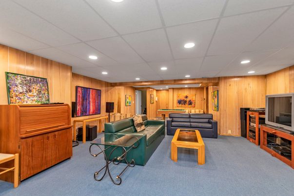 Interior, Living room, Recessed Lighting, Wooden Walls