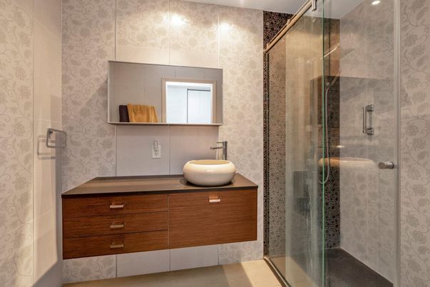 Bathroom, Dual Sink Vanities, Glass Shower, Interior, Recessed Lighting