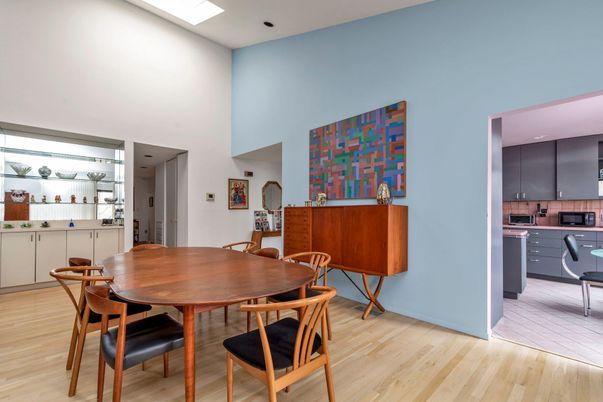 Dining room, Interior, Kitchen, Recessed Lighting, Wood Texture Flooring