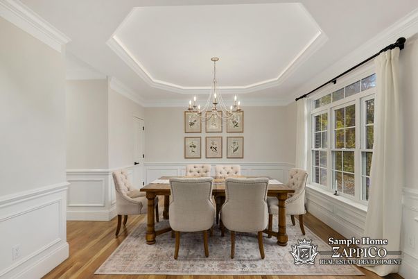 Chandelier, Dining room, Interior, Wood Texture Flooring