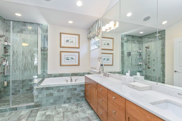 Bathroom, Dual Sink Vanities, Glass Shower, Interior, Recessed Lighting