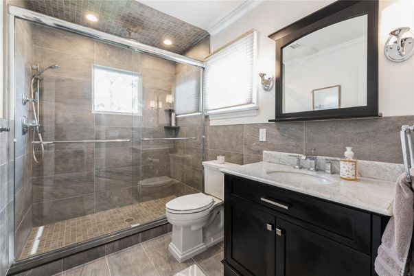Bathroom, Glass Shower, Interior, Recessed Lighting