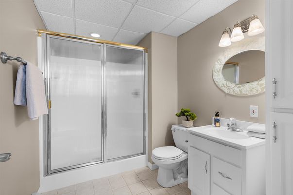 Bathroom, Glass Shower, Interior, Recessed Lighting