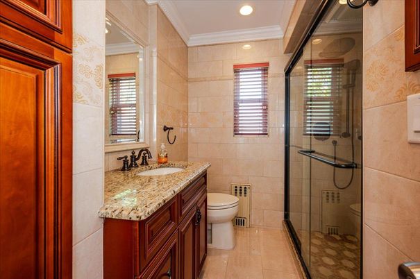 Bathroom, Dual Sink Vanities, Glass Shower, Interior, Recessed Lighting