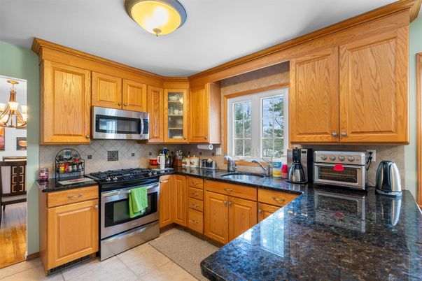 Chandelier, Interior, Kitchen, Stainless Steel Appliances
