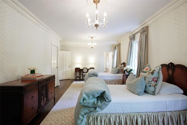 Bedroom, Chandelier, Interior, Wood Texture Flooring