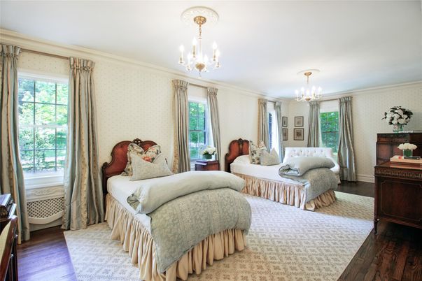 Bedroom, Chandelier, Interior, Wood Texture Flooring