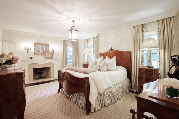 Bedroom, Chandelier, Fireplace, Interior