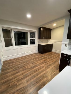 Interior, Kitchen, Recessed Lighting, Wood Texture Flooring