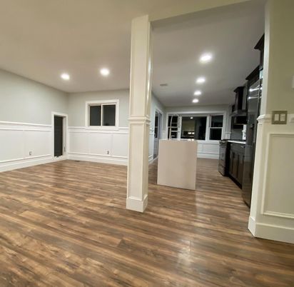 Interior, Kitchen, Recessed Lighting, Wood Texture Flooring